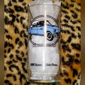 Vintage Round Table Pizza Collectible BLUE '57 Thunderbird Glass Rockabilly